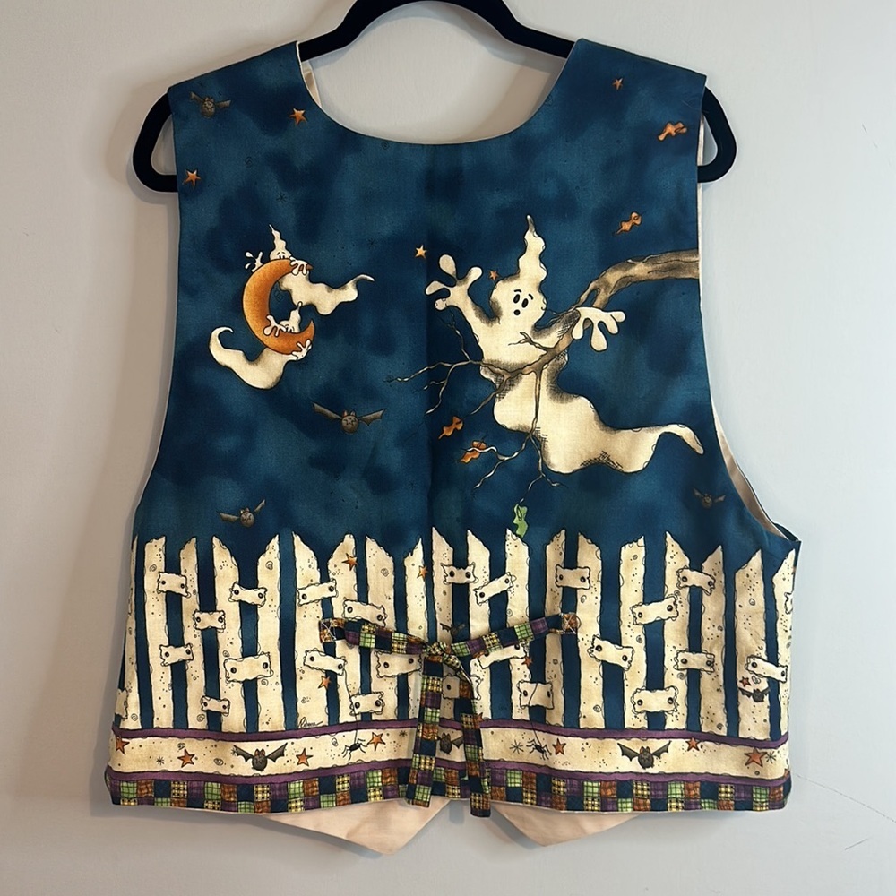 Hand Made Halloween 1998 Scarecrow Witch Ghost Festive Vest - Picture 5 of 7